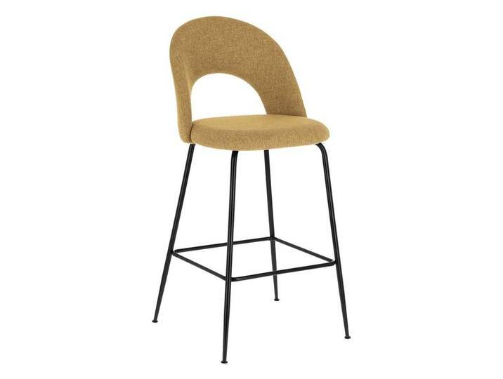 Bar Sitzhocker mit Rückenlehne Gelb Stoff (4er Set) von 4Home