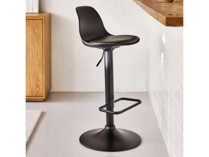 Barhocker Set schwarz durch Gasdruck höhenverstellbar 60 cm Sitzhöhe (2er Set) von 4Home