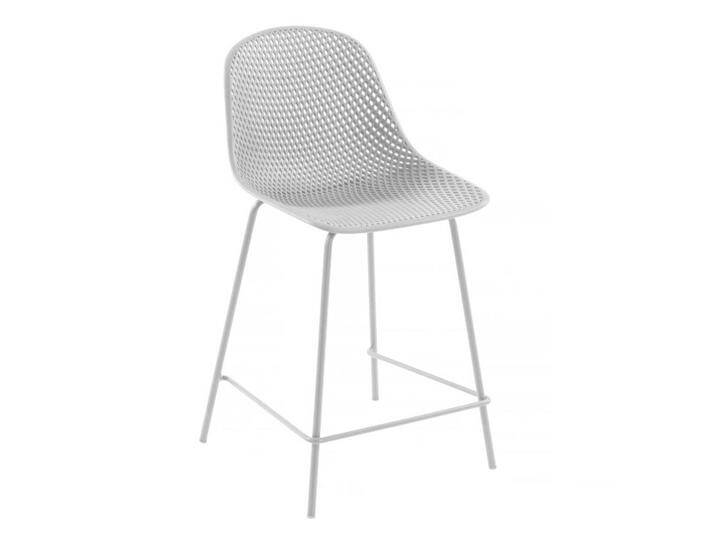 Barstuhl mit Lehne in Weiß Kunststoff und Metall (4er Set) von 4Home