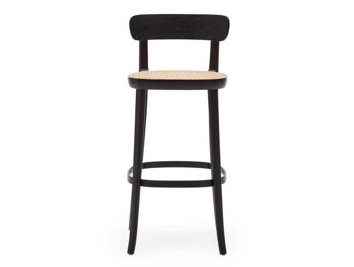 Bistro Stil Hochhocker in Schwarz und Beige Rattangeflecht (2er Set) von 4Home