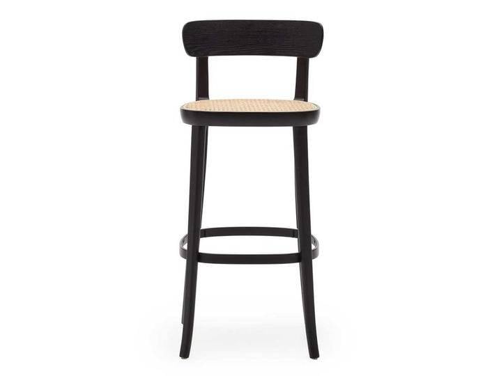 Bistro Stil Hochhocker in Schwarz und Beige Rattangeflecht (2er Set) von 4Home