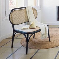 Bistro Stil Sessel in Schwarz und Beige Ulme Massivholz und Rattan von 4Home