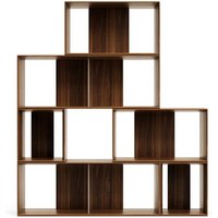 Bücher Regal zum Stapeln Nussbaum Furnier modernes Design (sechsteilig) von 4Home