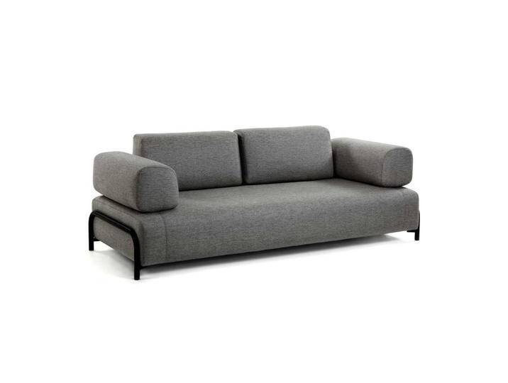Couch in Dunkelgrau Webstoff Armlehnen von 4Home