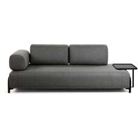 Couch in Dunkelgrau Webstoff abnehmbarem Stecktisch von 4Home