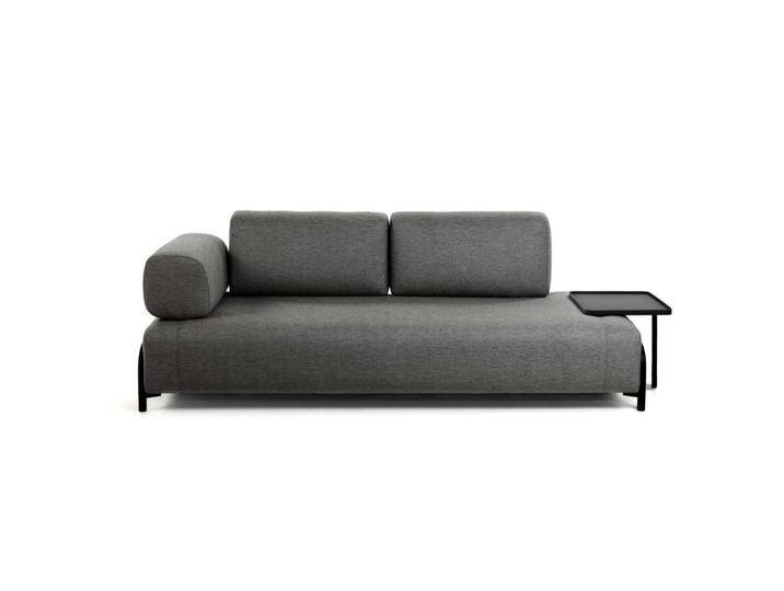Couch in Dunkelgrau Webstoff abnehmbarem Stecktisch von 4Home