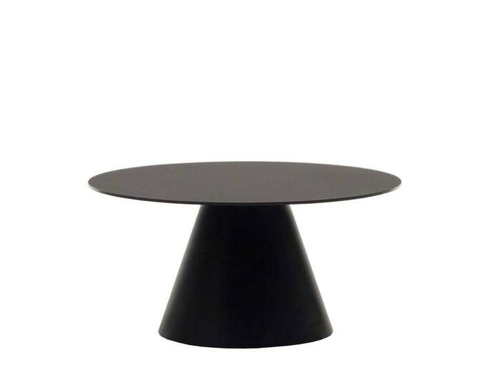 Couchtisch schwarz rund in modernem Design Glasplatte und Metallgestell von 4Home