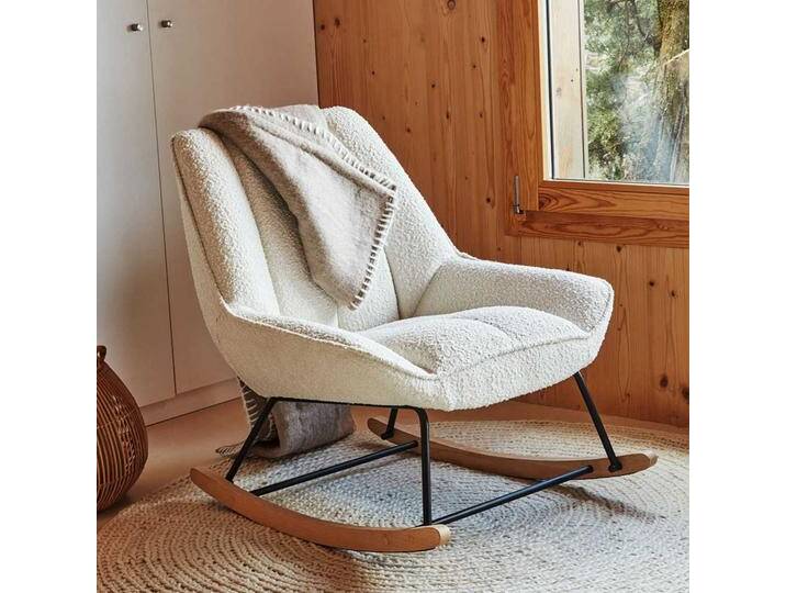Cremeweißer Schaukelsessel im Skandi Design 43 cm Sitzhöhe von 4Home