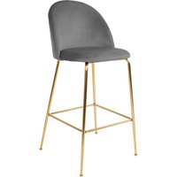 Design Barstühle aus Samt und Stahl Grau und Messingfarben (2er Set) von 4Home