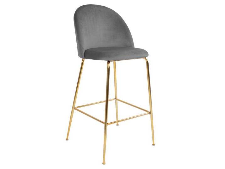 Design Barstühle aus Samt und Stahl Grau und Messingfarben (2er Set) von 4Home
