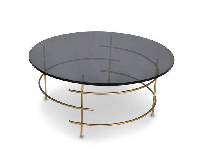 Couchtisch, Bronze, 80x80 cm, Glas & Metall, Runde Form, Modern, 4Home von 4Home