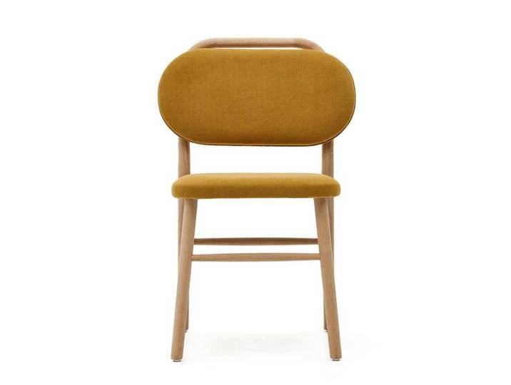 Design Esszimmerstühle in Senfgelb und Eiche Gestell aus Massivholz (2er Set) von 4Home