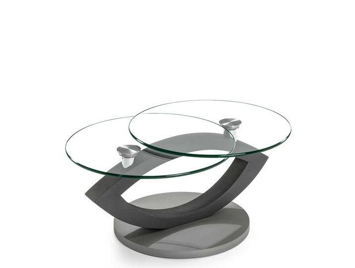 Design Sofatisch in Grau zwei runden Glasplatten von 4Home