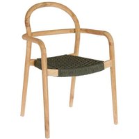 Design Stühle aus Eukalyptusholz und Kordel Geflecht Armlehnen (4er Set) von 4Home