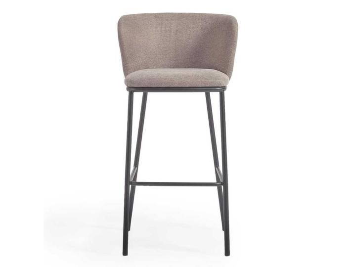 Designbarhocker mit 75 cm Sitzhöhe Chenillegewebe und Metall (2er Set) von 4Home
