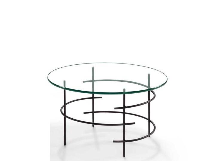 Designercouchtisch mit runder Glasplatte 60 cm breit von 4Home