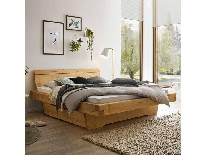 Doppelbett massiv in Fichtefarben Landhausstil von 4Home