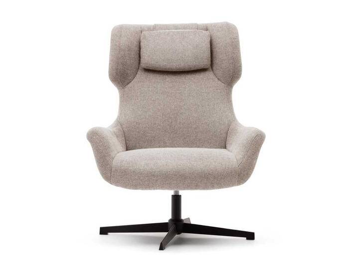 Drehsessel in Beige in modernem Design Chenillegewebe und Metall von 4Home