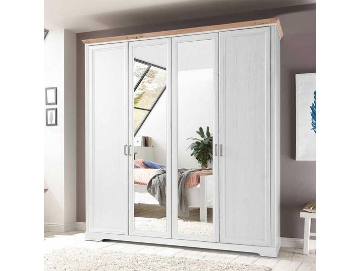Drehtürenkleiderschrank in Holzoptik Pinie weiß Wildeichefarben von 4Home