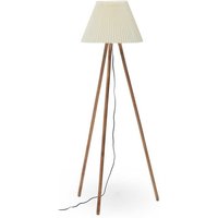 Dreibein Stehlampe im Skandi Design Cremefarben und Holz natur von 4Home