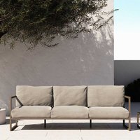 Dreisitzer Sofa Outdoor in Hellgrau und Graugrün Aluminium und Stoff von 4Home