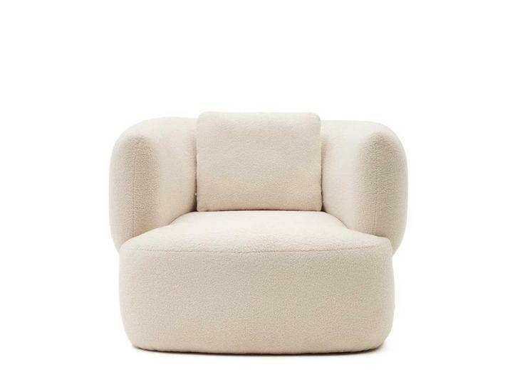 Einzelsessel Skandi Offwhite aus Boucle Stoff 45 cm Sitzhöhe von 4Home
