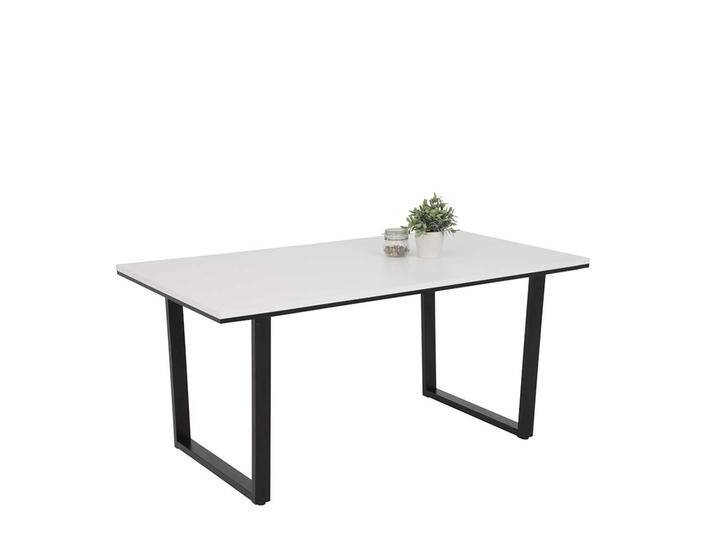 Essenstisch in Weiß und Schwarz Bügelgestell aus Metall Essenstisch in Weiß und Schwarz Bügelgestell aus Metall von 4Home