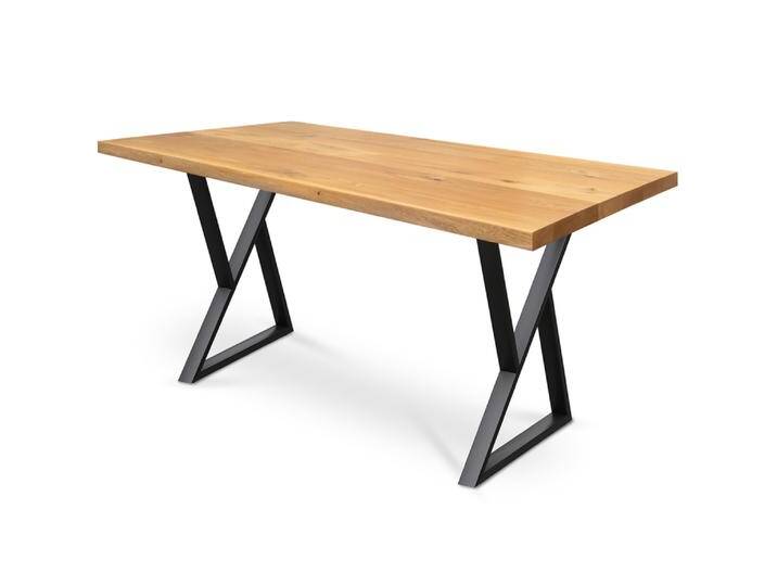 Esstisch 140 x 80 cm Eiche massiv/Doppel-Dreieck-Gestell schwarz Esstisch 140 x 80 cm Eiche massiv/Doppel-Dreieck-Gestell schwarz von 4Home