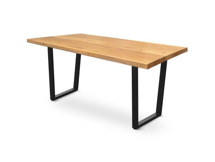 Esstisch 140 x 80 cm Eiche massiv/Trapez-Gestell schwarz Esstisch 140 x 80 cm Eiche massiv/Trapez-Gestell schwarz von 4Home