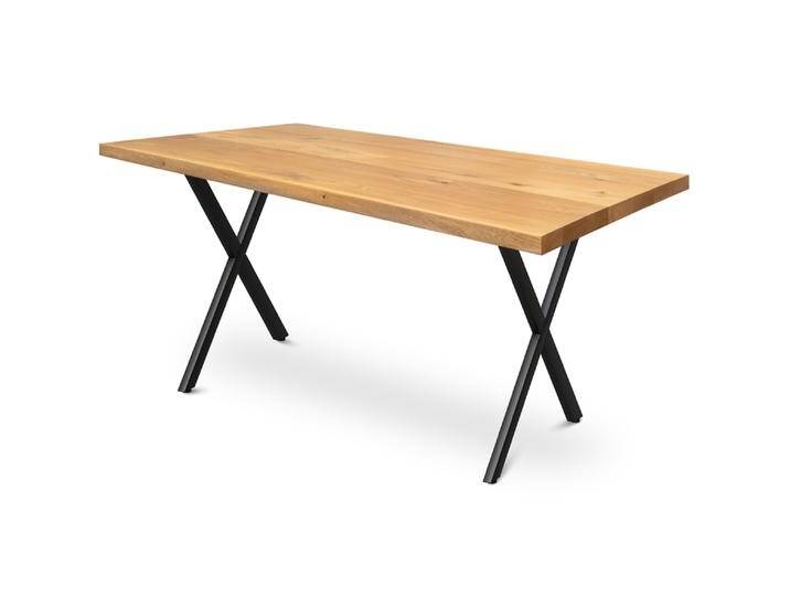 Esstisch 160 x 80 cm Eiche massiv/X-Gestell schwarz von 4Home
