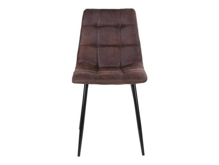 Esstisch Stühle aus Microfaser in Dunkelbraun Stahl in Schwarz (2er Set) von 4Home