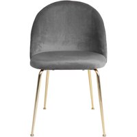 Esstisch Stühle in Grau Samt Metallgestell in Messingfarben (2er Set) von 4Home