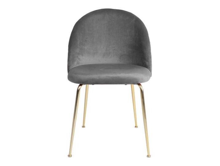 Esstisch Stühle in Grau Samt Metallgestell in Messingfarben (2er Set) von 4Home