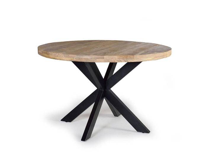 Esstisch Tisch Massivholz in runder Form mit Spider Gestell von 4Home