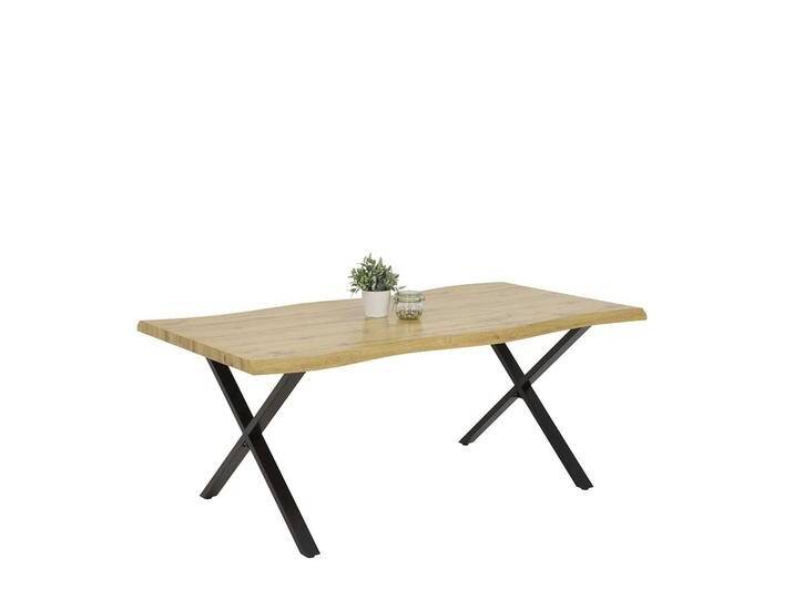 Esstisch modern Industrie in Wildeichefarben & Schwarz X Gestell von 4Home