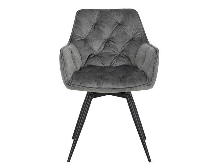 Esszimmer Drehstuehle in Grau Velours Gestell drehbar (2er Set) von 4Home