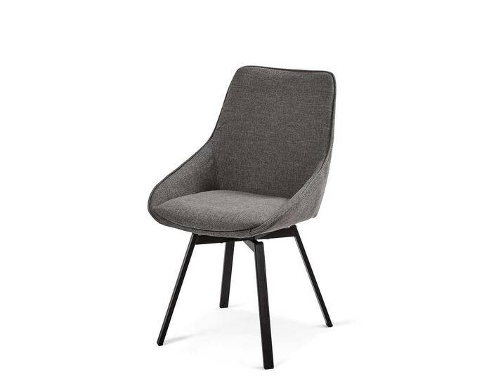 Esszimmer Polsterstühle in Dunkelgrau Stoff vier Stahl Stuhlbeinen (2er Set) von 4Home