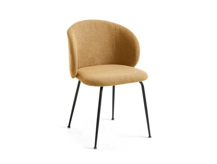 Esszimmer Polsterstühle in Gelb Webstoff Metallgestell in Schwarz (2er Set) von 4Home