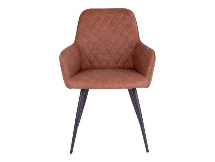Esszimmerstühle aus Kunstleder in Braun Stahl in Schwarz (2er Set) von 4Home