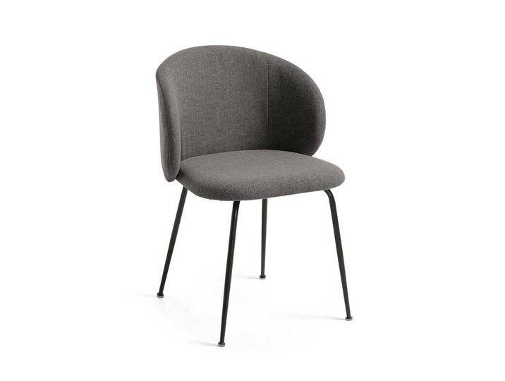 Esszimmerstühle in Dunkelgrau Webstoff Metallbeinen in Schwarz (2er Set) von 4Home