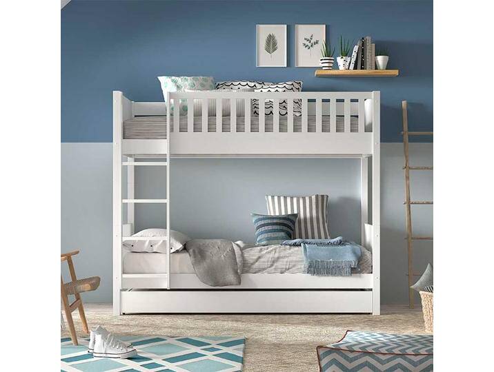 Etagenbett mit Schublade weiss im Skandi Design Leiter von 4Home