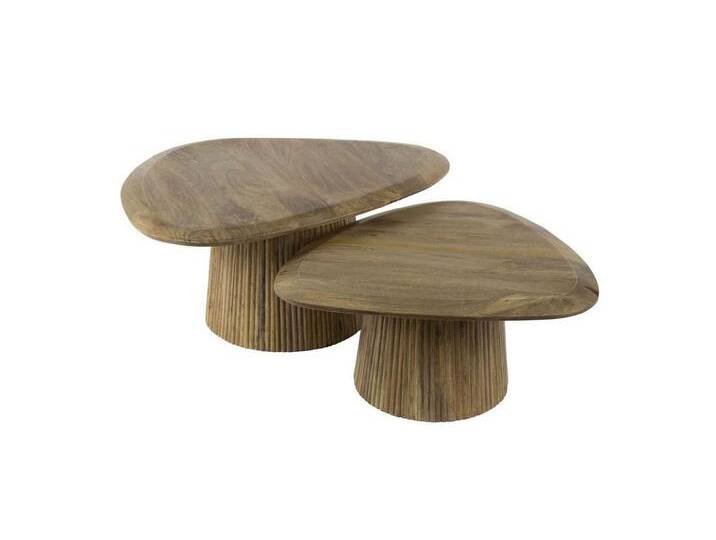 Feeling4Home Couchtisch 2er-Set Couchtisch Vagula - Natur Mangoholz, Wellenmuster, Dreieckig, Massives Feeling4Home Couchtisch 2er-Set Couchtisch Vagula - Natur Mangoholz, Wellenmuster, Dreieckig, Massives von 4Home