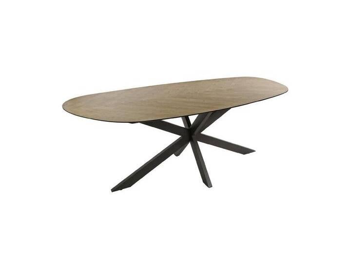 Feeling4Home Esstisch Esstisch Gräte - Teakfurnier Natur mit Fischgrät, 215 x 105 cm, Organische Form mit Schweizer Kante, beige Feeling4Home Esstisch Esstisch Gräte - Teakfurnier Natur mit Fischgrät, 215 x 105 cm, Organische Form mit Schweizer Kante, beige von 4Home