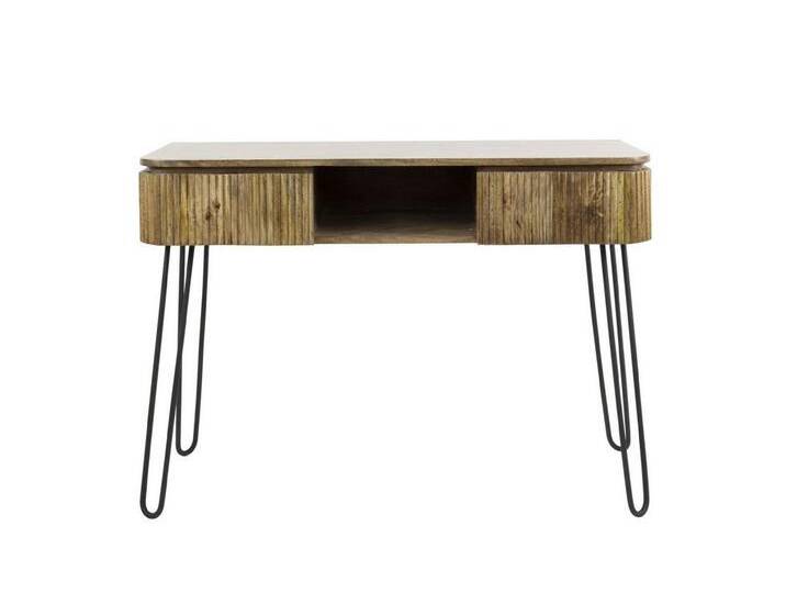 Feeling4Home Konsole Konsole / Schminktisch Vagula - Mangoholz Natur, 2 Schubladen, 110 cm, Mit Wellendesign und abgerundeten Ecken, braun Feeling4Home Konsole Konsole / Schminktisch Vagula - Mangoholz Natur, 2 Schubladen, 110 cm, Mit Wellendesign und abgerundeten Ecken, braun von 4Home