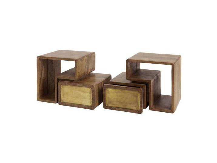 Feeling4Home Nachttisch 2er-Set Nachttisch Latona - Mangoholz Braun, Schublade & Fach, Schwebendes Design mit Schubladefront in Messingoptik, braun Feeling4Home Nachttisch 2er-Set Nachttisch Latona - Mangoholz Braun, Schublade & Fach, Schwebendes Design mit Schubladefront in Messingoptik, braun von 4Home