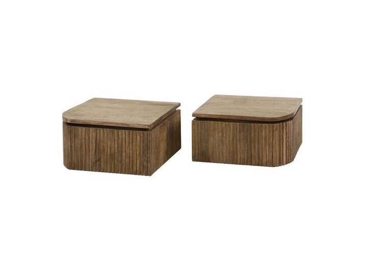 Feeling4Home Nachttisch 2er-Set Nachttisch Vagula - Mangoholz massiv Natur, mit Schublade, Schwebeoptik mit geriffelter Oberfläche, braun von 4Home