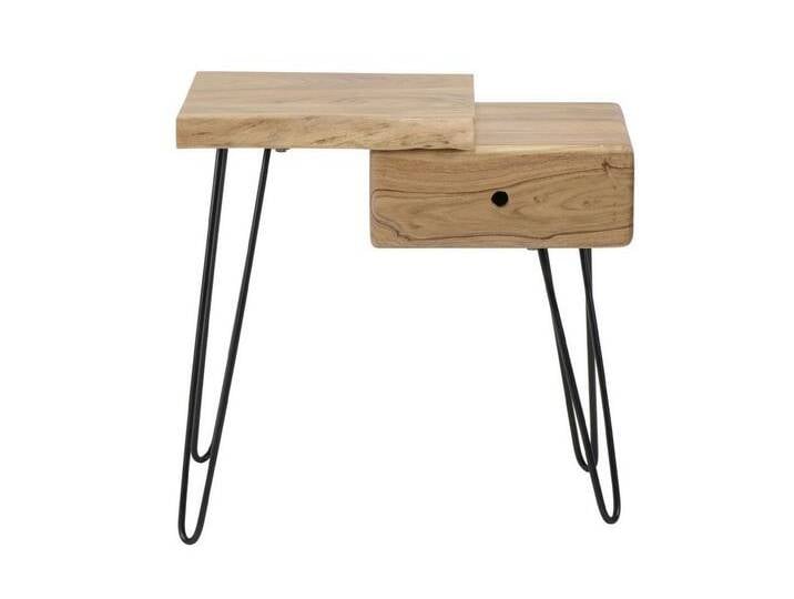 Feeling4Home Nachttisch Nachttisch Bord - Akazie massiv Natur, 1 Schublade & 1 Regal, Links, Unikat mit markanten Haarnadelbeinen & Holzmaserung Feeling4Home Nachttisch Nachttisch Bord - Akazie massiv Natur, 1 Schublade & 1 Regal, Links, Unikat mit markanten Haarnadelbeinen & Holzmaserung von 4Home