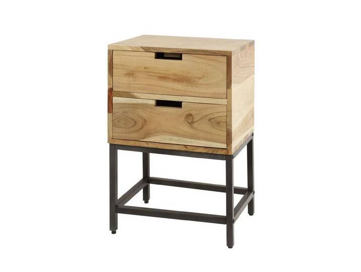 Feeling4Home Nachttisch Nachttisch Qidero - Akazienholz massiv Natur, mit 2 Schubladen, Natürliche Holzoptik mit schönen Maserung, beige Feeling4Home Nachttisch Nachttisch Qidero - Akazienholz massiv Natur, mit 2 Schubladen, Natürliche Holzoptik mit schönen Maserung, beige von 4Home