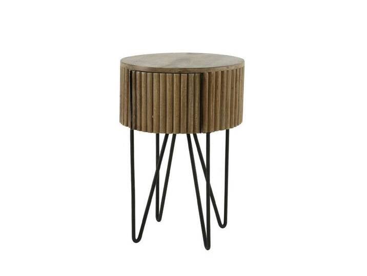 Feeling4Home Nachttisch Runder Nachttisch Vagula - Mangoholz massiv Natur, mit Schublade, Lamellen-Design mit Leistengriffe, beige Feeling4Home Nachttisch Runder Nachttisch Vagula - Mangoholz massiv Natur, mit Schublade, Lamellen-Design mit Leistengriffe, beige von 4Home