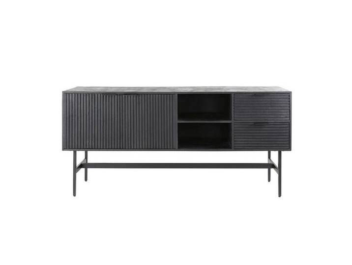 Feeling4Home Sideboard Sideboard Lari - Schwarz, Mangoholz massiv, geriffelte Front, 170 cm, Mir geriffelter Front, schwarz Feeling4Home Sideboard Sideboard Lari - Schwarz, Mangoholz massiv, geriffelte Front, 170 cm, Mir geriffelter Front, schwarz von 4Home